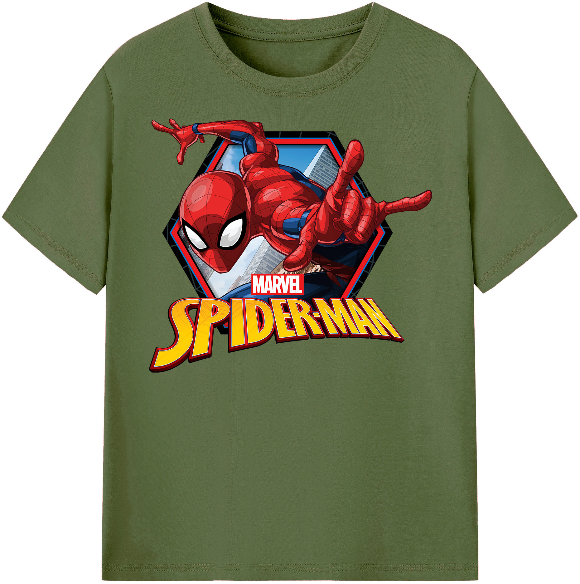 （画像用） Spider Man スパイダーマン 綿100％半袖Tシャツ（フロントプリント）